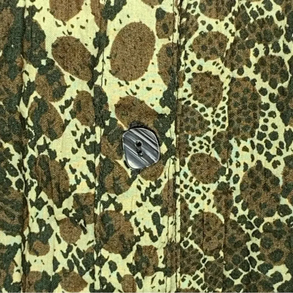 Kim Rogers Top Button Down Size M Brown Animal Print
